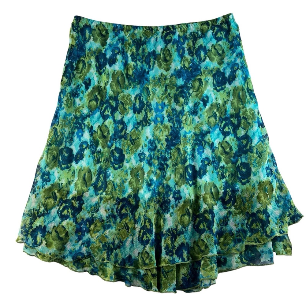 VTG Y2k PXL Petite XL Skirt Floral Slip Fairy Whimsy Bella Swan Ruffle Coquette
